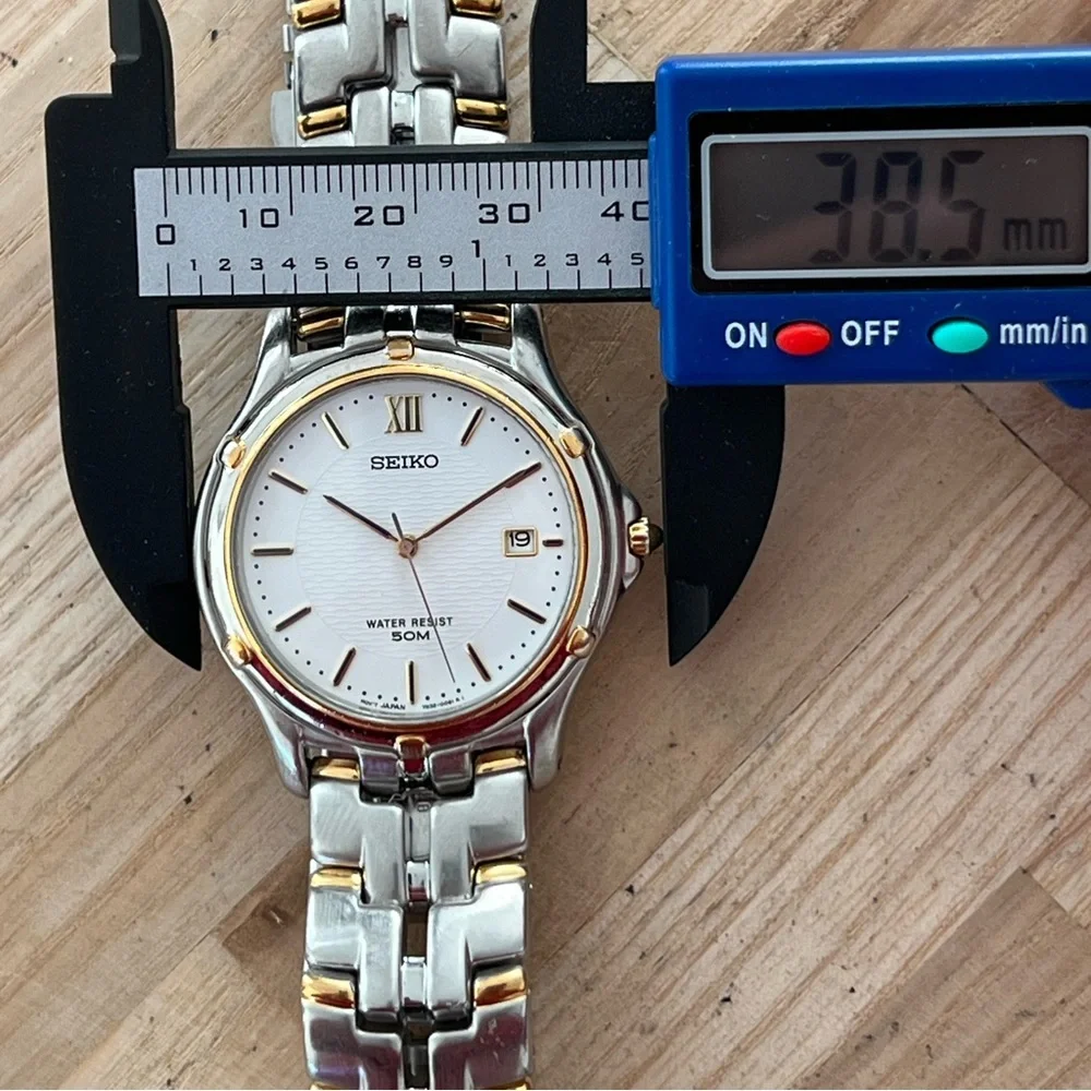 Seiko Vintage Men’s Watch White Dial Two-Tone Bracelet Gold-Tone Markers Date